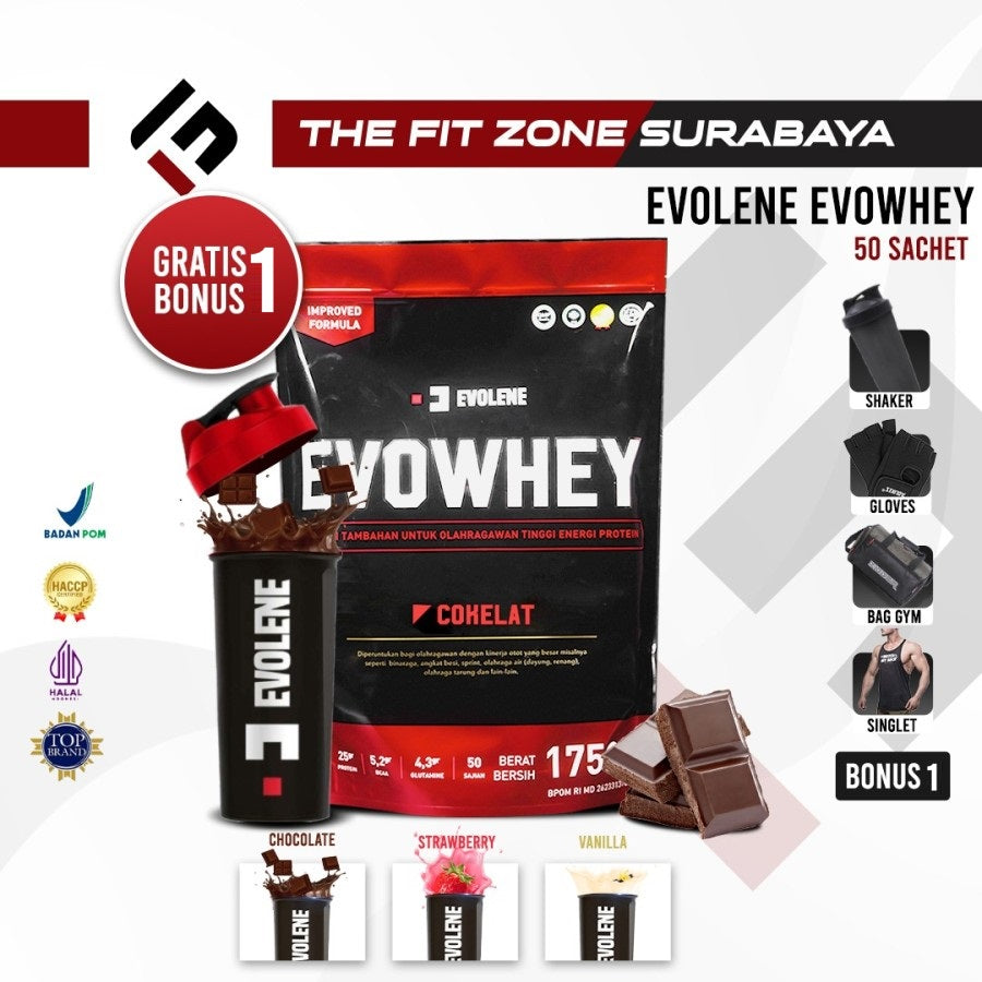 Evolene Evowhey 1.750 Gram 50 Sachet BPOM HALAL Whey Protein