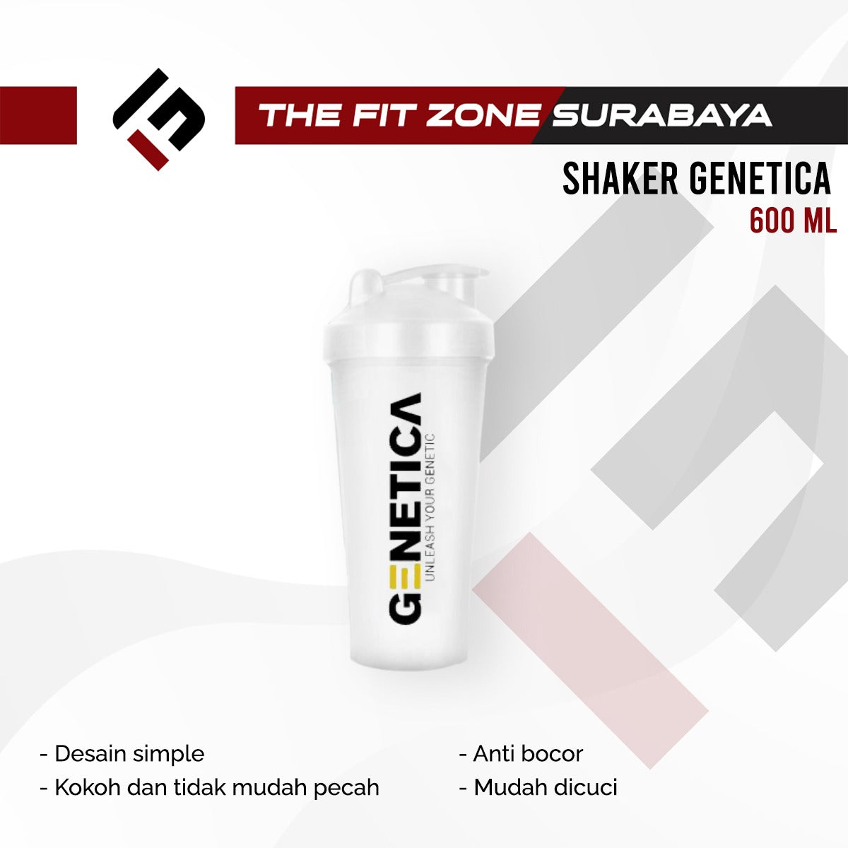 Shaker Genetica 600 ML Original Botol Minum Gym Fitness