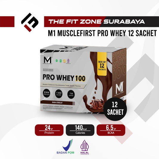 MUSCLE FIRST Pro Whey 100 Box 12 Sachet Suplemen Fitness M1 Pro Whey Protein