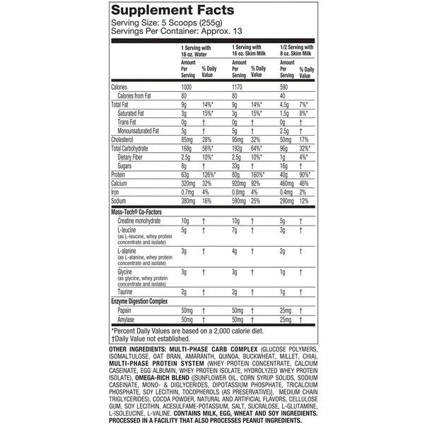 MUSCLETECH Masstech 6 lbs AOM Mass tech Weight Gainer Certificate