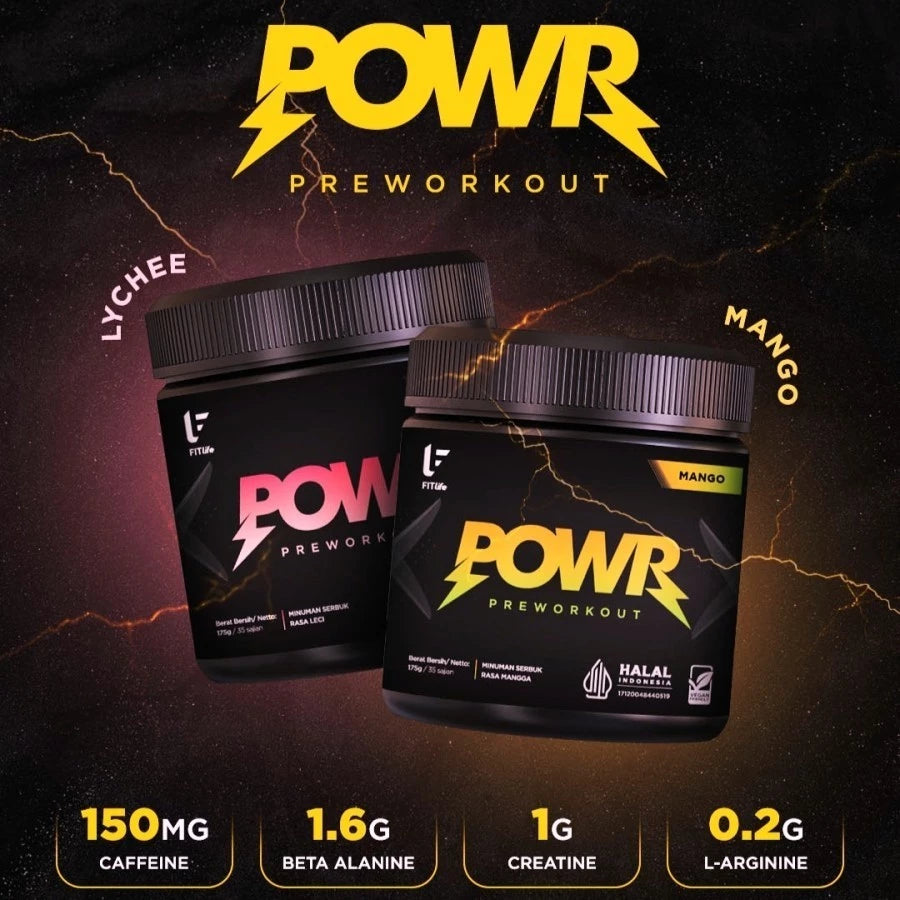 FITLIFE Pre Workout POWR 35 Serving 175 Gram Supplemen Fitness Preworkout PWO Energy Drink