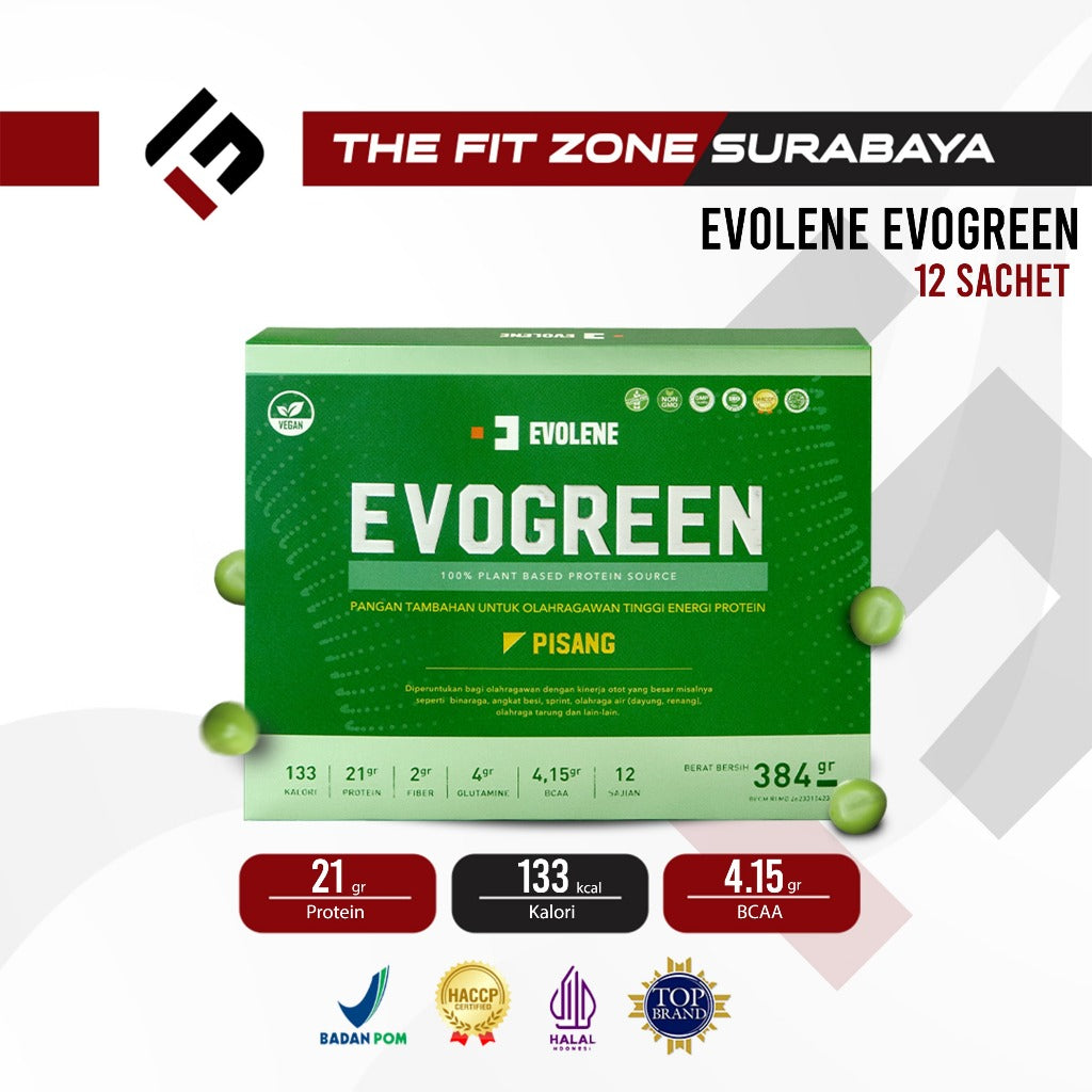 EVOLENE Evogreen 12 Servings (12 Sachet) Supplemen Fitness Vegan Whey Protein