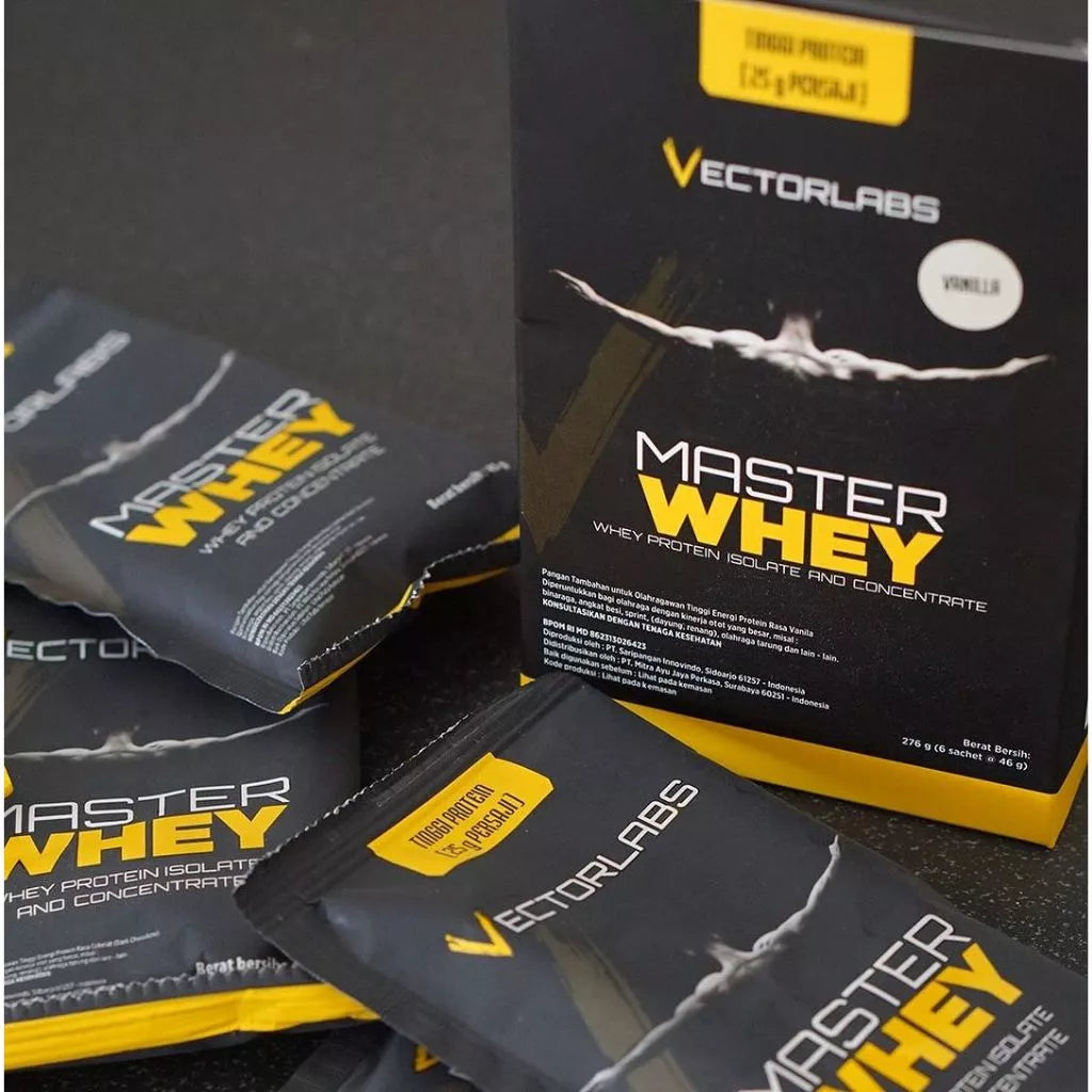 VECTORLABS Master Whey Box 12 Sachet Supplemen Whey Protein Isolate dan Concentrate