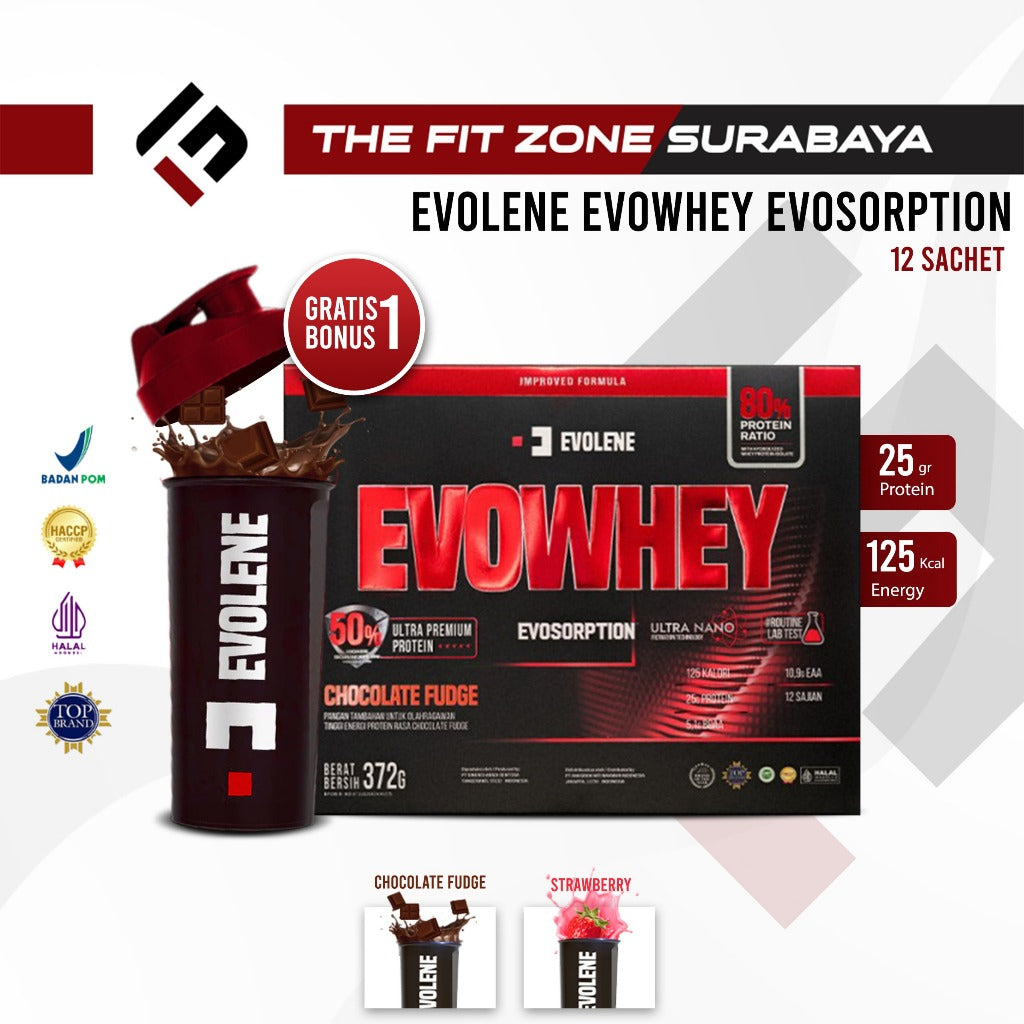 EVOLENE Evowhey Evosorption 12 Sachet Susu Whey Protein + Isolate Hydrolized