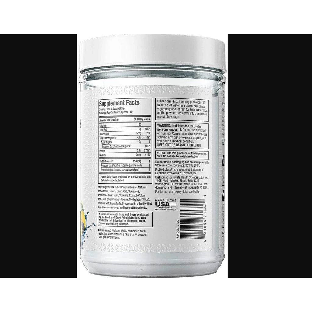 MUSCLETECH Iso Whey Clear 1.1 Lbs Ultra-Pure Protein Isolate