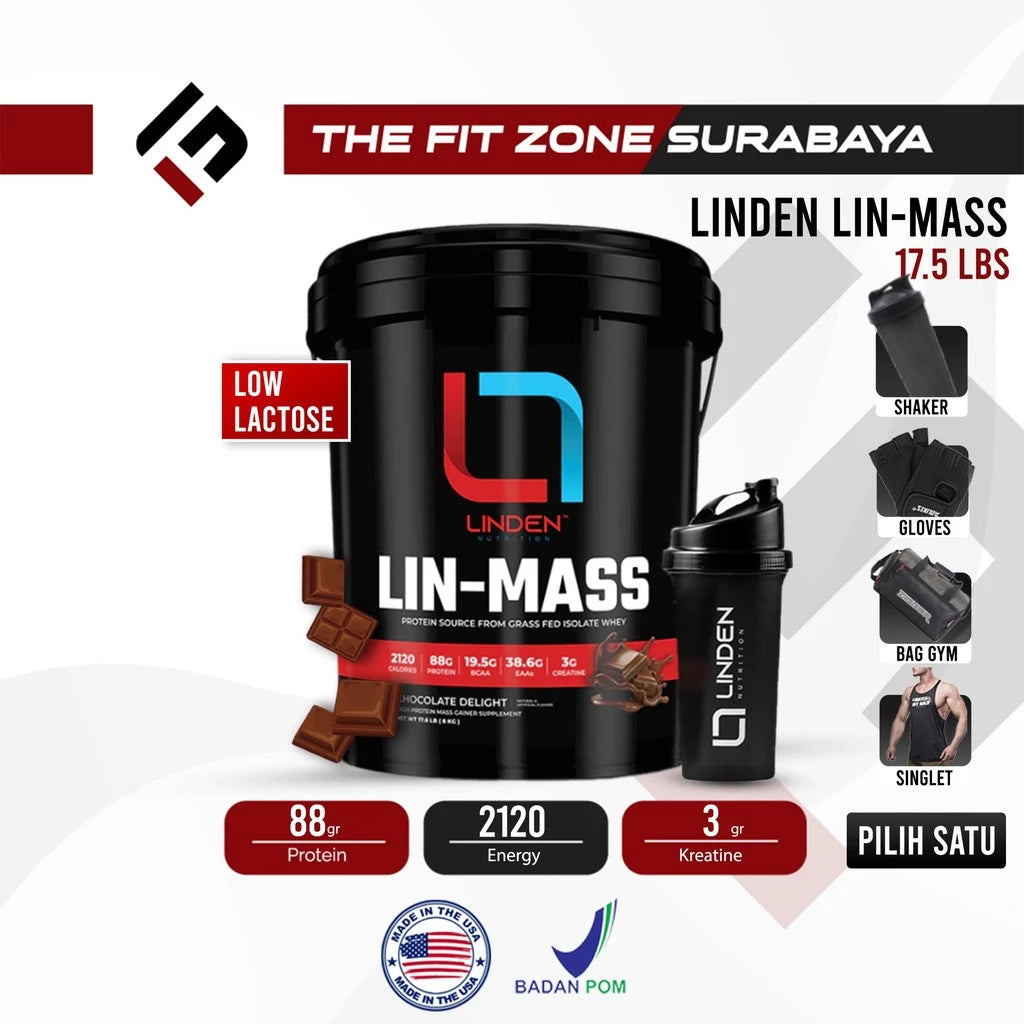 LINDEN Nutrition LinMass Gainer 17,6 Lbs 100% Isolate Zero Lactose Free Import