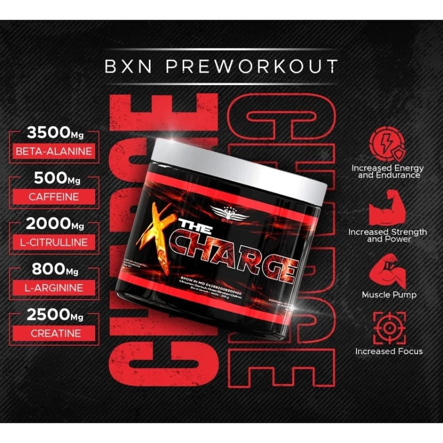 BXN NUTRITION The Charge 300 Gram Pre Workout Suplemen Pra-Latihan untuk Energi & Fokus Maksimal