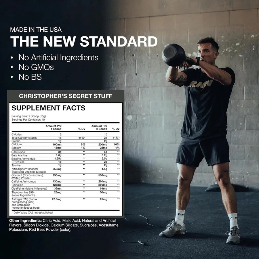 RAW Nutrition CBUM Christopher's Secret Stuff Preworkout 40 Serving Penambah Energi dan Stamina