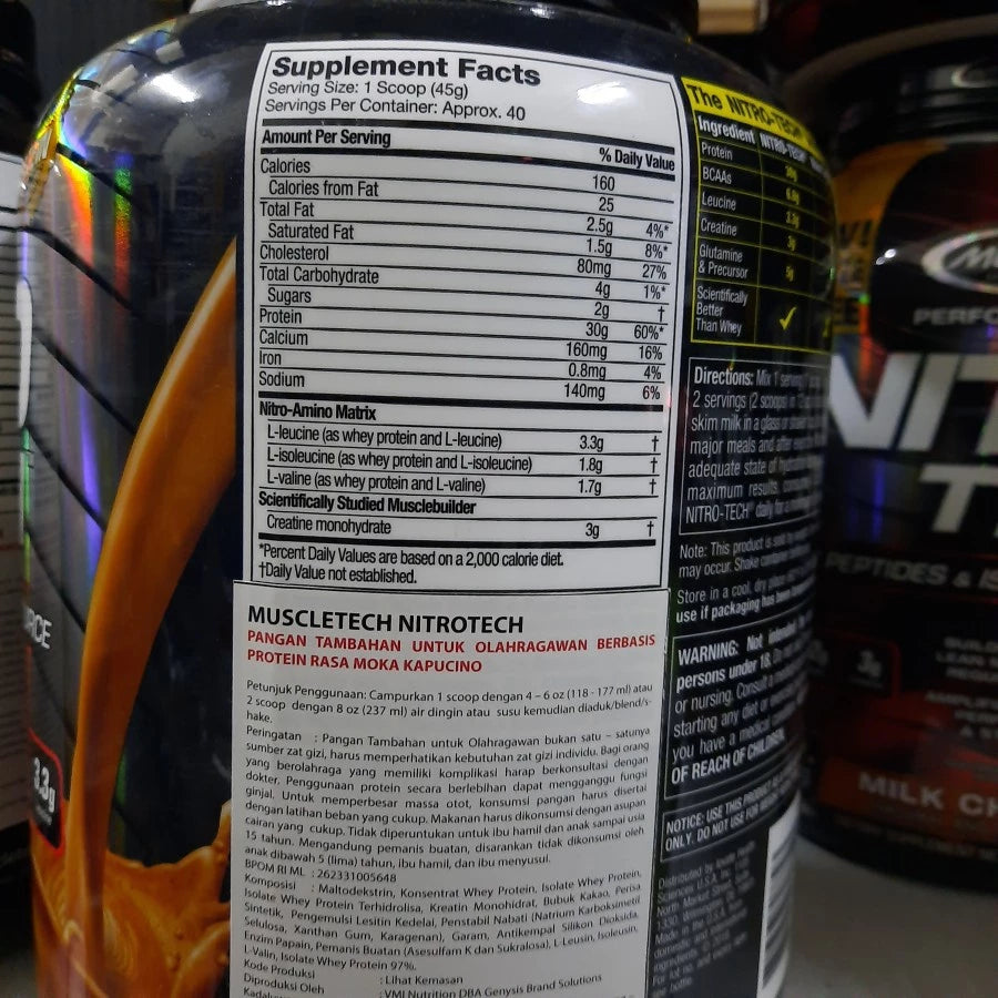 MUSCLETECH Nitrotech Performance 4 lbs / 1.800 Gram Supplemen Fitness Whey Resmi Certificate