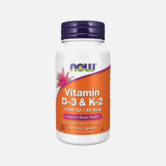 Now foods Vitamin D-3 & K-2 1000IU 120 Veg Capsules D3 dan K2 For Bone