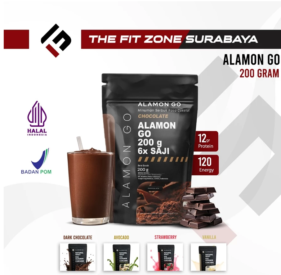 ALAMON GO 200 Gram Susu Protein Natural Whey + Egg + Albumin + Temulawak Lokal