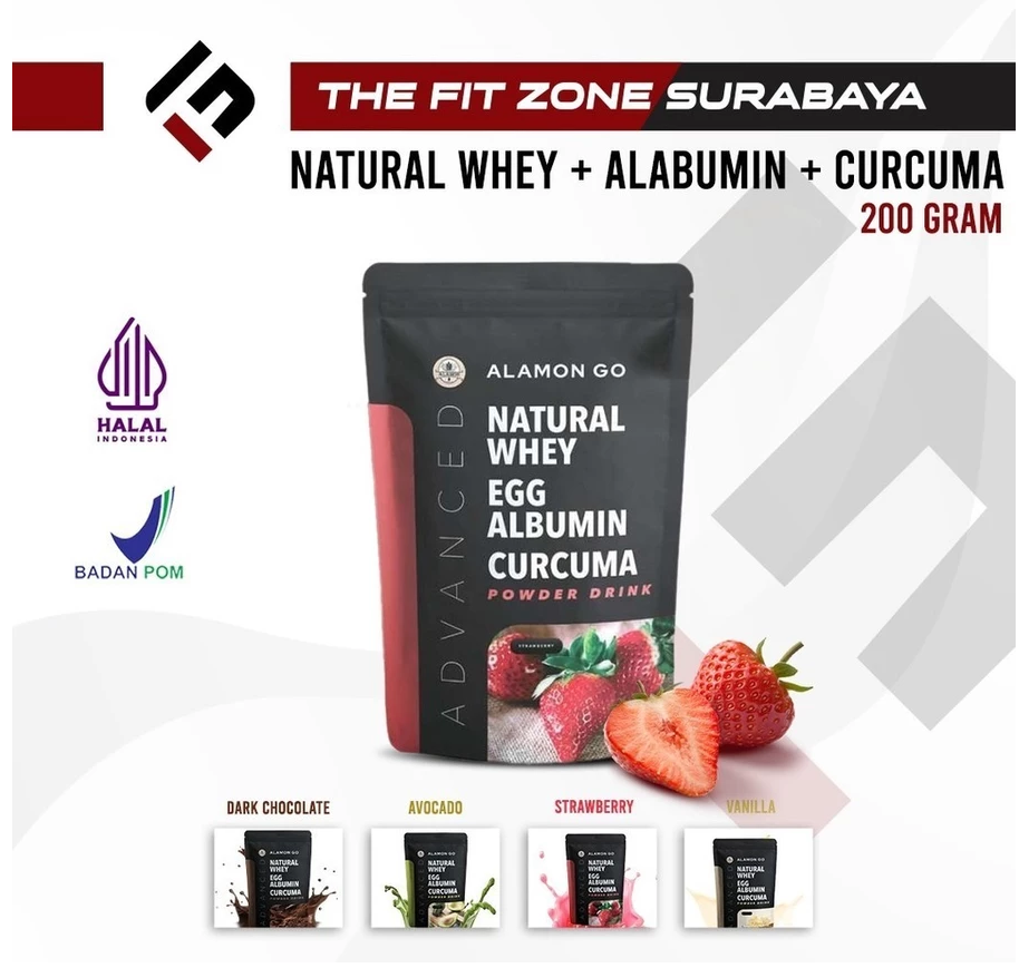 ALAMON GO 200 Gram Susu Protein Natural Whey + Egg + Albumin + Temulawak Lokal