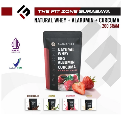 ALAMON GO 200 Gram Susu Protein Natural Whey + Egg + Albumin + Temulawak Lokal