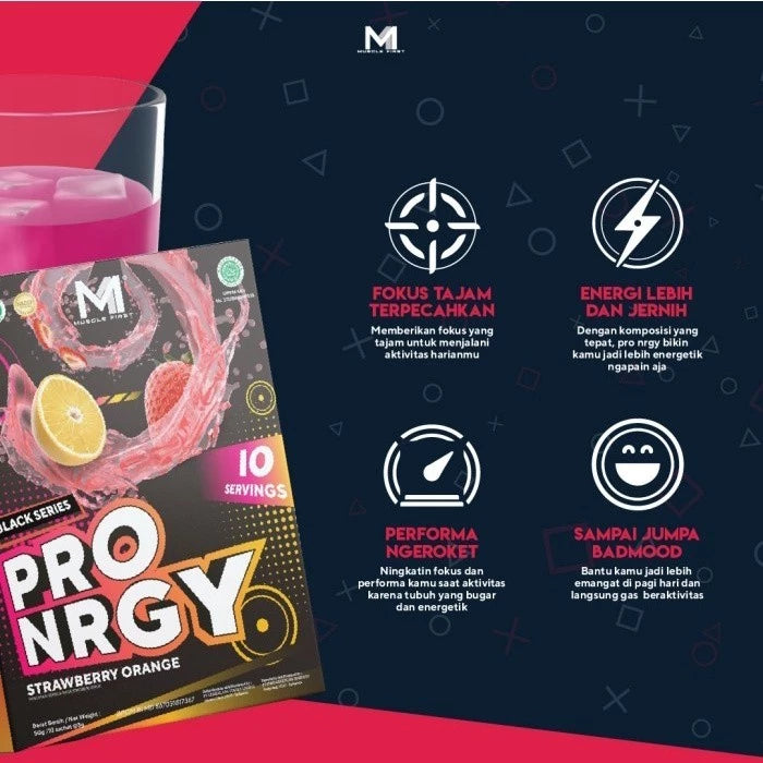 MUSCLE FIRST Pro NRGY 10 Sachet Suplementasi Fitness Pre Workout Lokal M1 PWO