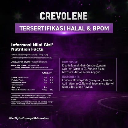 EVOLENE Crevolene Creapure 60 Servings (330 Gram) Supplemen Kreatin Monohydrate Cretified