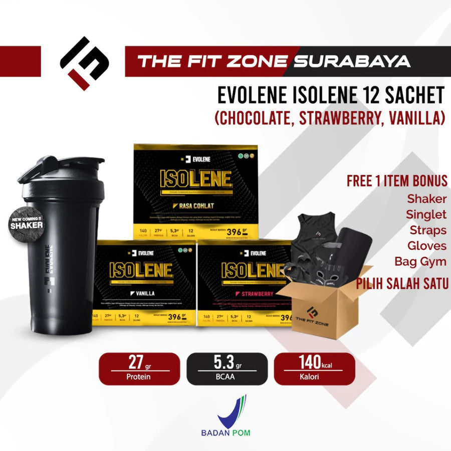 Evolene Isolene 396 Gram (12 sachet) Whey Protein Isolate BPOM