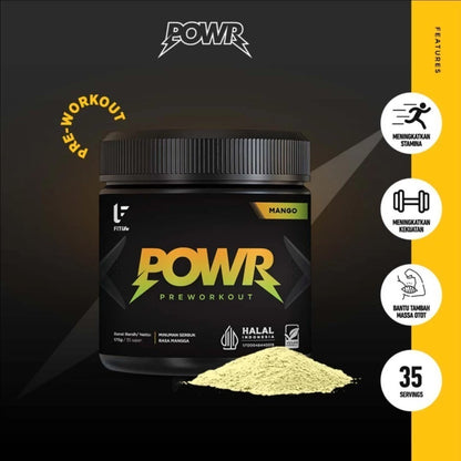 FITLIFE Pre Workout POWR 35 Serving 175 Gram Supplemen Fitness Preworkout PWO Energy Drink