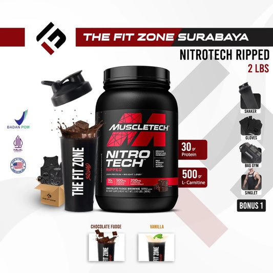 MUSCLETECH Nitrotech Ripped 2 Lbs Nitro Tech Ripped Whey+Fat loss Whey Protein Certificate