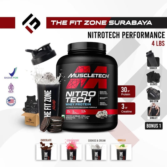 MUSCLETECH Nitrotech Performance 4 lbs / 1.800 Gram Supplemen Fitness Whey Resmi Certificate