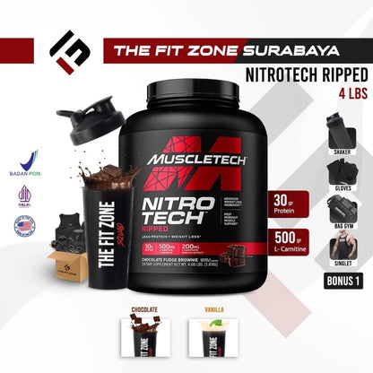 MUSCLETECH Nitrotech Ripped 4 Lbs Supplement Fitness Whey Protein Blend + Fat Burn