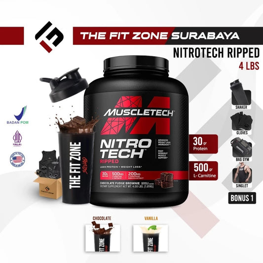 MUSCLETECH Nitrotech Ripped 4 Lbs Supplement Fitness Whey Protein Blend + Fat Burn