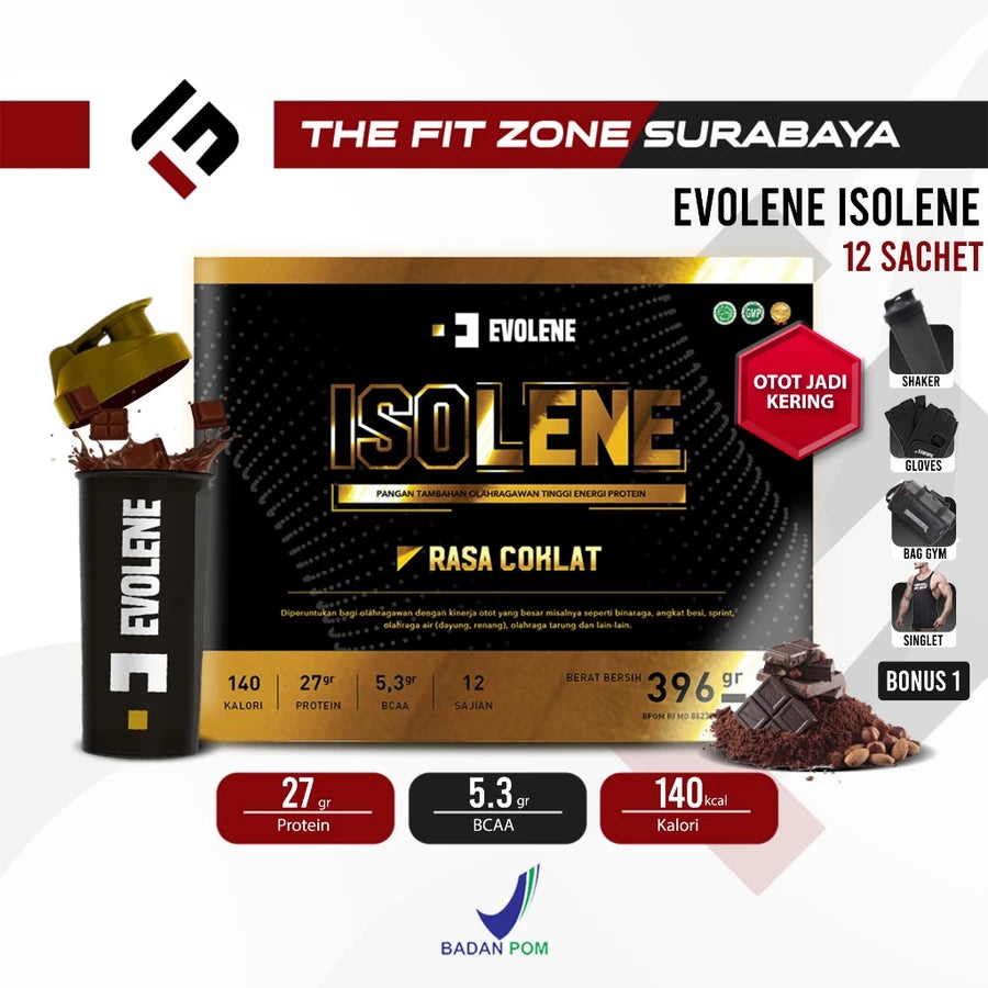 Evolene Isolene 396 Gram (12 sachet) Whey Protein Isolate BPOM