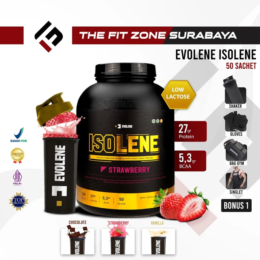 EVOLENE Isolene 50 Sachets ( 1.650 Gram ) Susu Whey Protein Isolate Lokal