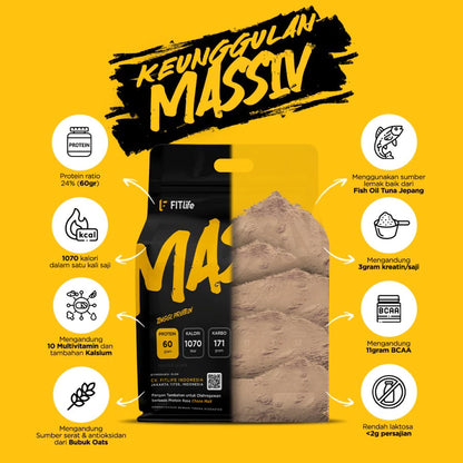 FITLIFE Massiv Gainer 5 Lbs Supplement Fitness Weight Gainer FITLIFE MPRO Susu Penambah Berat Badan