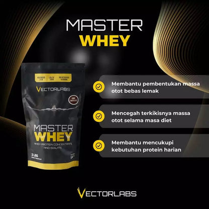 VECTORLABS Master Whey 3 Lbs Suplementasi Masterwhey Protein Isolate dan Concentrate BPOM Certified