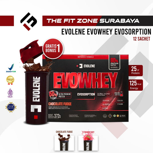 EVOLENE Evowhey Evosorption 12 Sachet Susu Whey Protein + Isolate Hydrolized