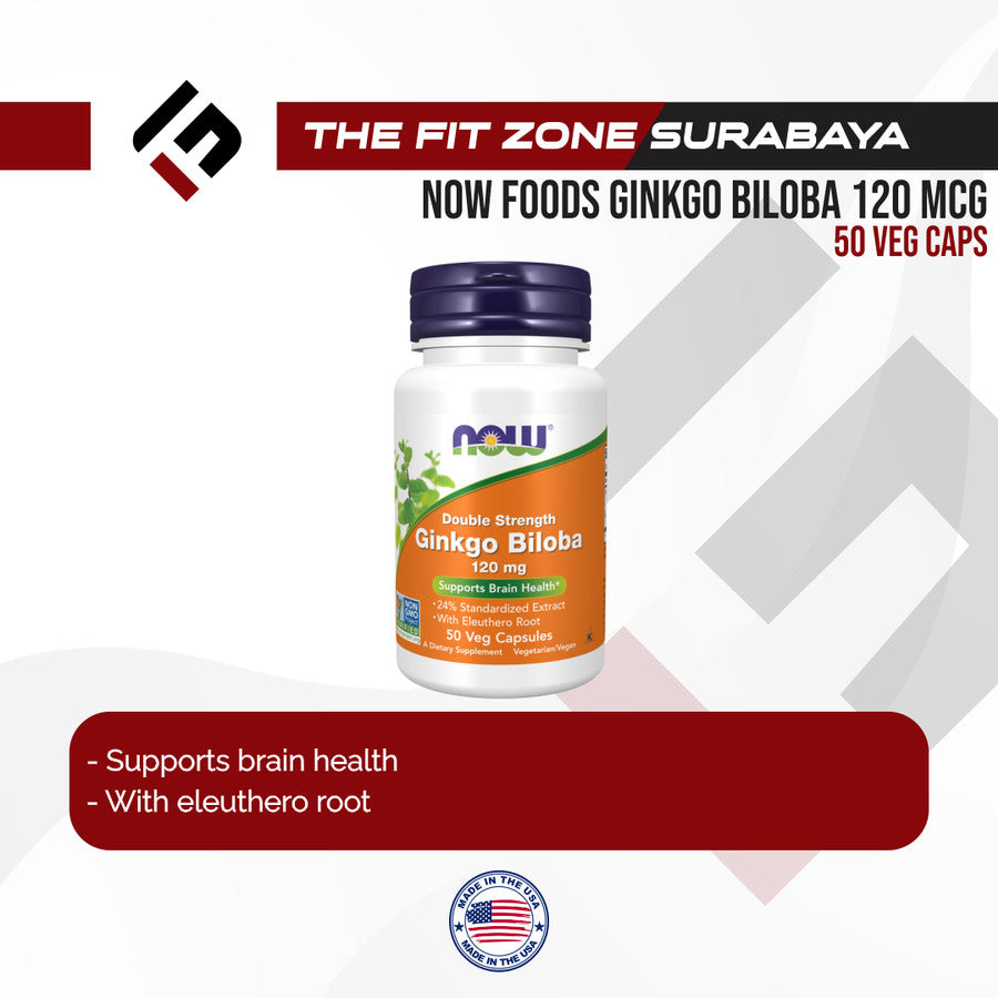 Now Double Strength Ginkgo Biloba 120mg Support Brain Health 50 Capsul