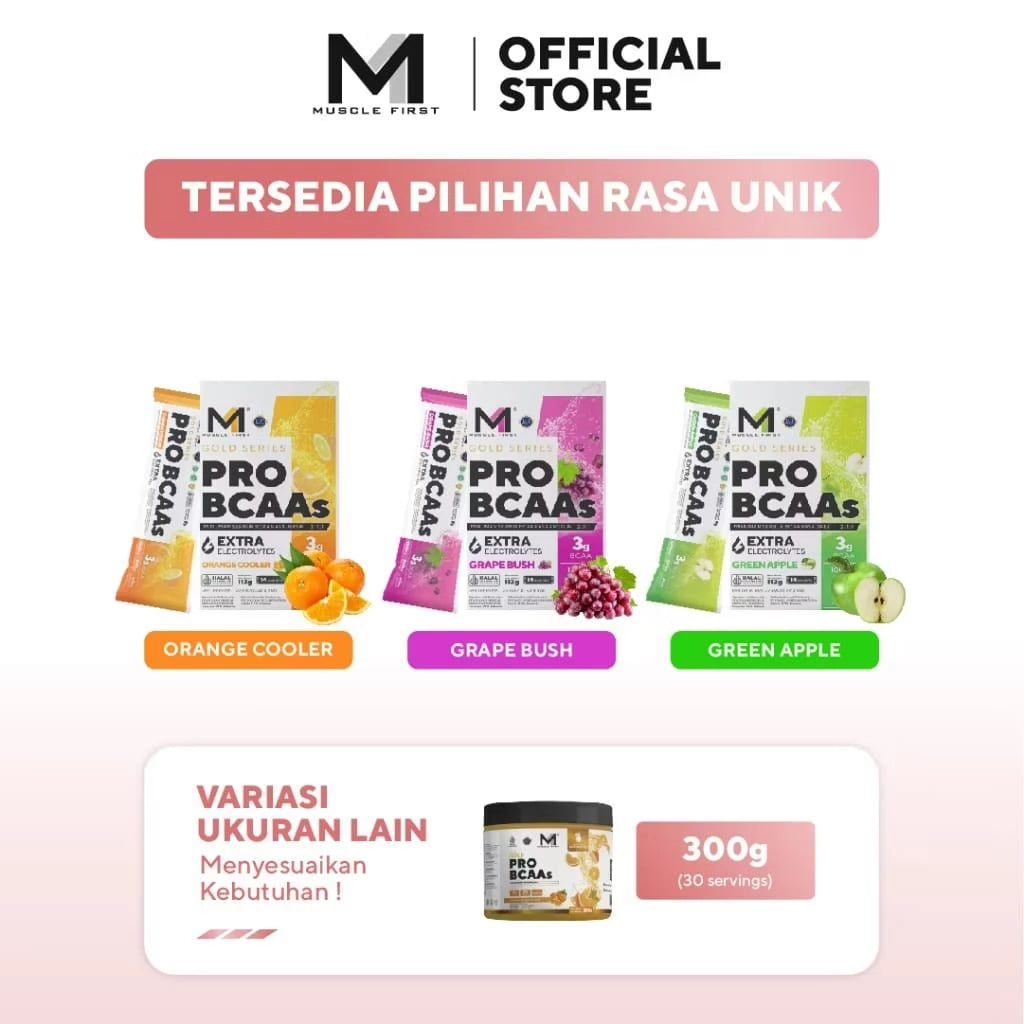 MUSCLE FIRST Pro BCAA Box 14 Sachet + Electrolytes Suplemen Fitness BCAA Powder For Recovery Muscle