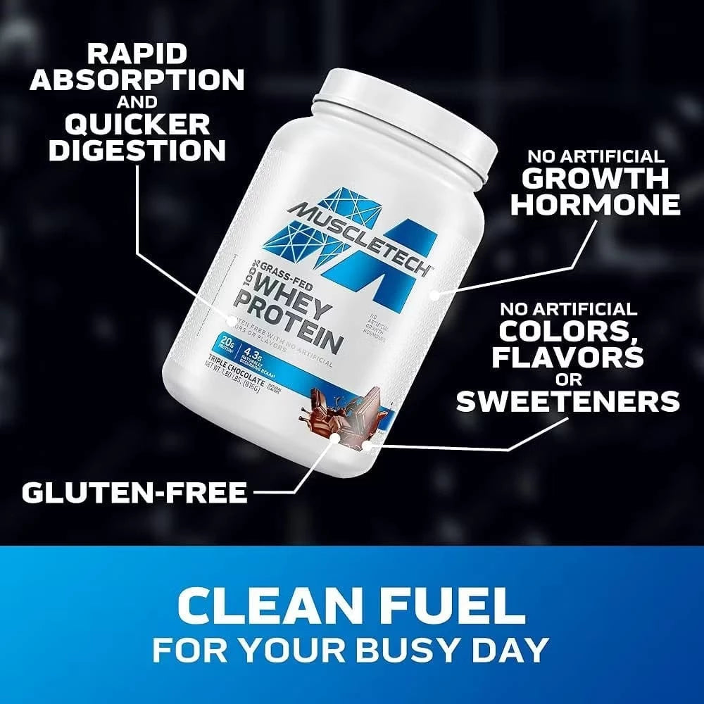 MUSCLETECH Grass-Fed 100% 1,8 Lbs Whey Protein Non-GMO & Gluten-Free Vegan Plant Protein
