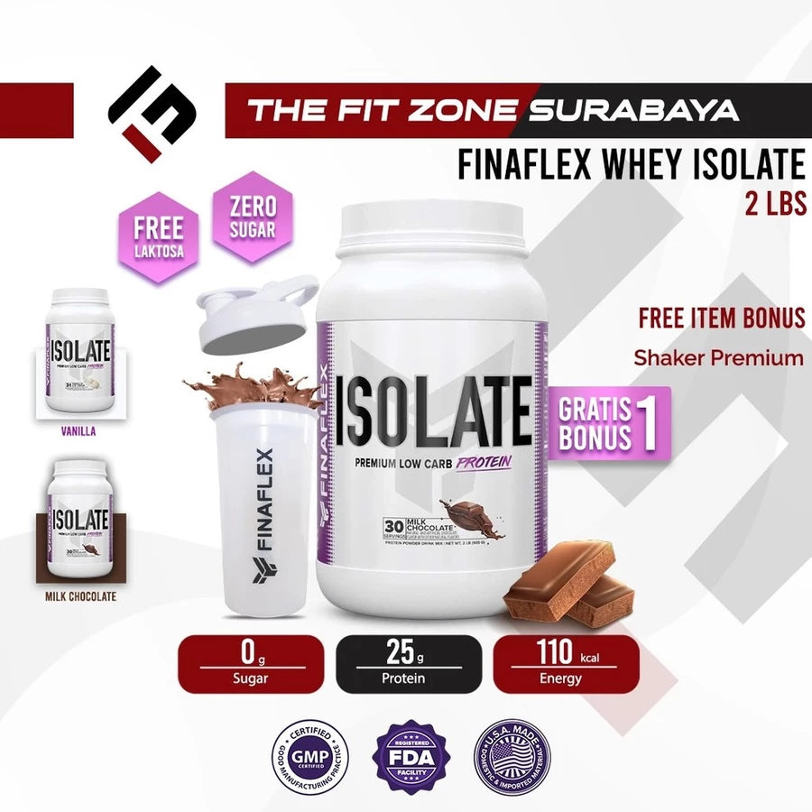 FINAFLEX Isolate 2 Lbs Whey Protein Isolate Premium Low Carb Free Lactose