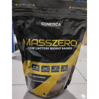 GENETICA Mass Zero 2 Lbs ( 900 Gram) Supplemen Fitness Weight Mass Gainer Low Lactose