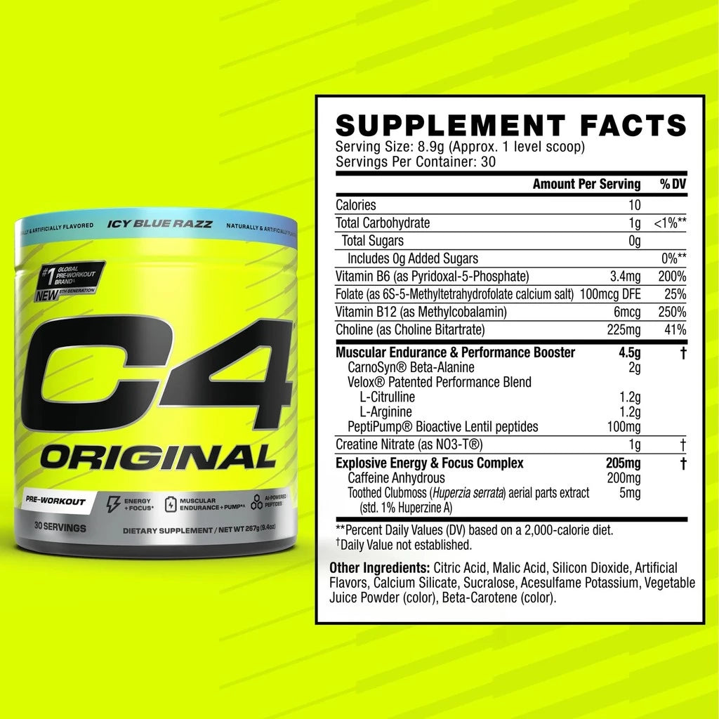 CELLUCOR C4 Original 282 Gram 30 Servings Pre Workout Powder