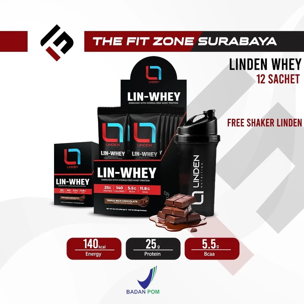 LINDEN Lin Whey 12 Sachet Supplementasi Fitness Whey Protein Blend Imp ...