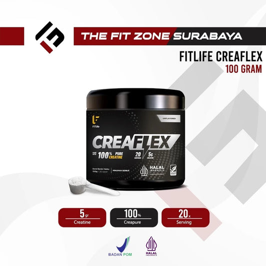 FITLIFE Creaflex 100 Gram 20 Servings Creatine Monohydrate Suplemen Fitness Pharmateucial Grade
