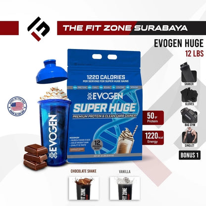 EVOGEN Superhuge Gainer 12 Lbs Suplemen Fitness Super Huge Weight Mass Gainer Import