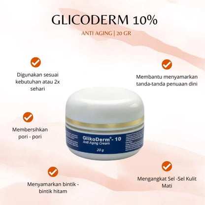 GLIKODERM 10% Anti Aging Cream 20 Gram Glycolic Acid 10%