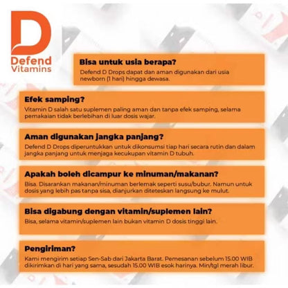 DEFEND D Drops Vitamin D3 330 IU / Tetes 15 ML Isi 550 Tetes Multivitamin Anak Defense D