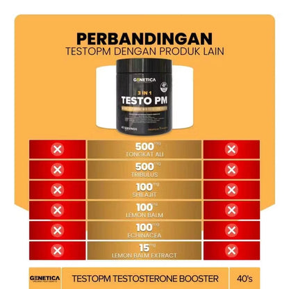 GENETICA Testo PM 40 Servings Supplementasi Fitness Testosterone Booster TestoPM