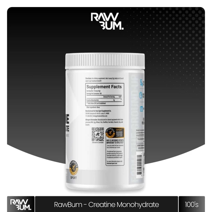 RAW Nutrition CBUM RawBUM 100% Pure Creatine Monohydrate 100 Serving Kreatin 500 Gram